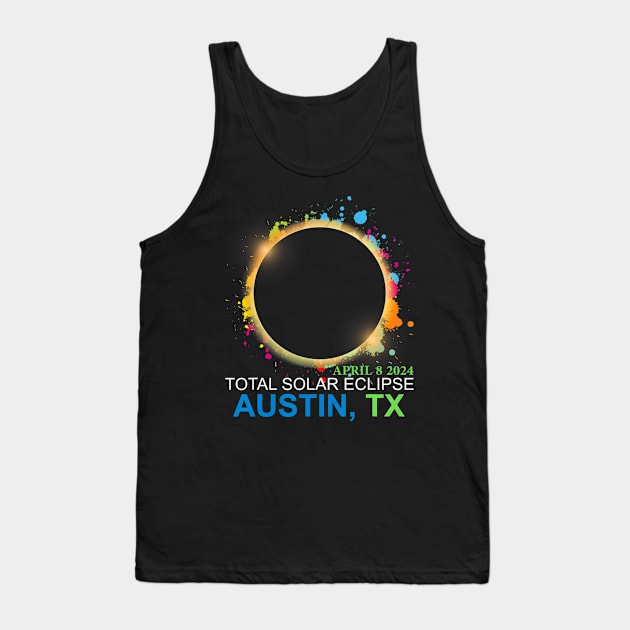 Total Solar Eclipse 2024 Austin Texas Colorful Totality Tank Top by Diana-Arts-C